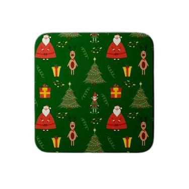 Imagem de Ladrilho Decorativo de Cerâmica Natalino Colorido com Papai Noel e Elfos