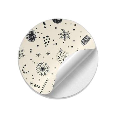 Imagem de Ladrilho Decorativo de Cerâmica Natalino com Estampa Flocos de Neve e Cana-de-Açúcar