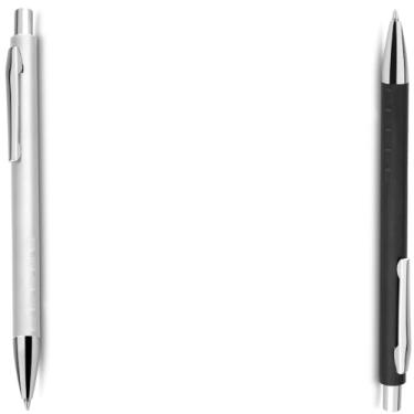 Imagem de Caneta Esferográfica em Alumínio, Escrita Azul, Retrátil com Grip Antiderrapante, Uso Profissional, 10 Unidades (Prata e Preto)