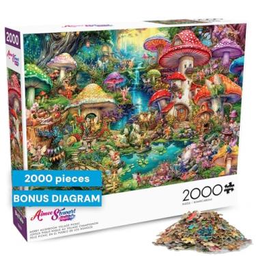 Imagem de Buffalo Games - Aimee Stewart - Merry Mushroom Village Picnic - Quebra-cabeça desafiador de 2000 peças perfeito para noites de jogos - O tamanho final é 38,5 x 26,5 cm