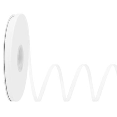 Imagem de LoomJoyz Fita de gorgorão branca dupla face de 1/4 pol. × 50 jardas fita de gorgorão branca para embrulho de presente, costura, laço de cabelo, buquê de flores, artesanato, casamentos, arranjos