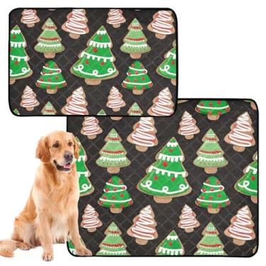 Imagem de TSENQUE Almofadas de xixi verdes de desenho de árvore de Natal para cães, laváveis para gatos, absorventes e absorventes para filhotes, tapete impermeável, antiderrapante, pequeno x pacote com 3