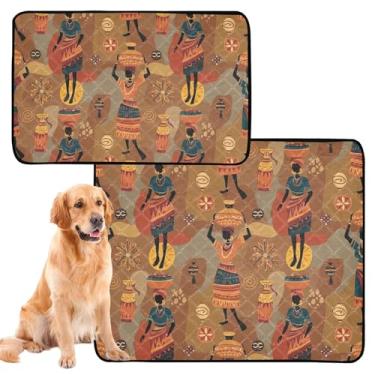 Imagem de Tapete feminino africano clássico reutilizável para xixi para gatos, tapetes laváveis para animais de estimação, tapete impermeável para cães fofos, absorventes de penico, médio + grande, conjunto de