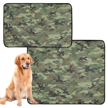 Imagem de Almofadas de xixi para animais de estimação de camuflagem militar, verde e preto, reutilizável para cães, tapete de urina fofo para cães, impermeável, tapete absorvente, médio + grande, conjunto de 2