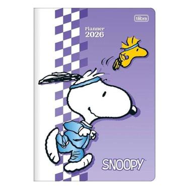 Imagem de Agenda Planner Snoopy 2026 Grampeado 20 Folhas Roxo - Tilibra