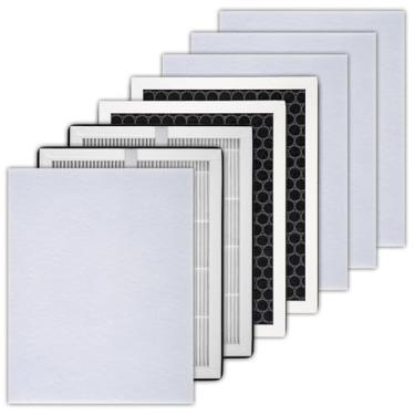 Imagem de Pacote com 4 filtros de substituição KJ102 para purificador de ar Mooka KJ102, filtro HEPA verdadeiro H13, filtro de carvão ativado 3 em 1, com 2 pré-filtros laváveis