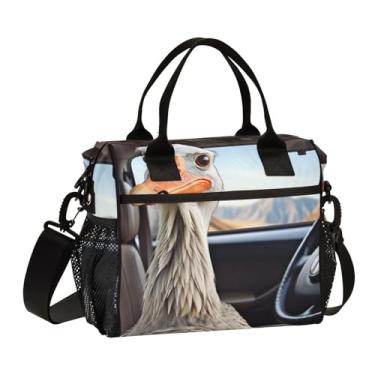 Imagem de GAIGEO Ganso no volante com óculos, pequenas bolsas térmicas isoladas, lancheiras femininas isoladas, lancheiras femininas para trabalho, P