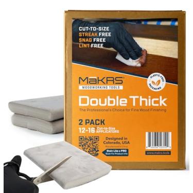 Imagem de MāKRS Bloco de manchas de espessura dupla, blocos de coloração cortados no tamanho, pacote com 2, fiapos, senões, aplicador sem riscos, material de micropincel, manchas de madeira e acabamentos à base