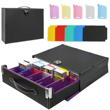 Imagem de OMBRAT Caixa de armazenamento de cartões colecionáveis, caixa de cartão dobrável, adequada para caixas de cartão Commander Top Loader, MTG, YuGiOh, TCG e Magic Cards (preto)