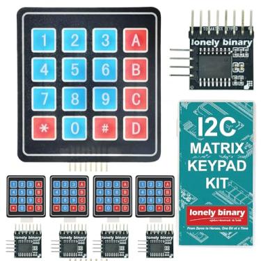 Imagem de LONELY BINARY Kit de teclado de matriz 10 peças I2C macio 4x4 – 5 teclados de membrana macia 4 x 4 16 teclas, 5 adaptadores I2C para economia GPIO para projetos Arduino, Raspberry Pi, ESP32