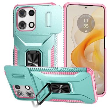 Imagem de Eilkmcre Capa para celular Motorola Moto G 5G 2026, para Moto G Play 2026, capa resistente de policarbonato rígido com suporte e capa de lente de câmera deslizante embutida à prova de choque, Celadon