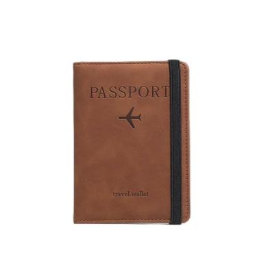 Imagem de Porta-passaporte essencial para viagem, unissex, capa de armazenamento de identidade premium para passaporte, cartões, bilhetes, identidade, porta-passaporte universal para dinheiro, Marrom, Casual