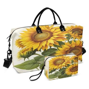 Imagem de CEBUGI Bolsa feminina acolchoada com girassol grande, bolsa de viagem de fim de semana, bolsas hospitalares para trabalho de parto e parto