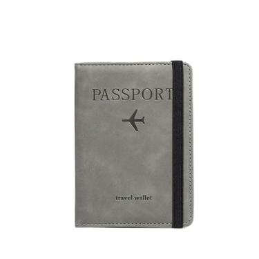 Imagem de Porta-passaporte essencial para viagem, unissex, capa de armazenamento de identidade premium para passaporte, cartões, bilhetes, identidade, porta-passaporte universal para dinheiro, Cinza, Casual