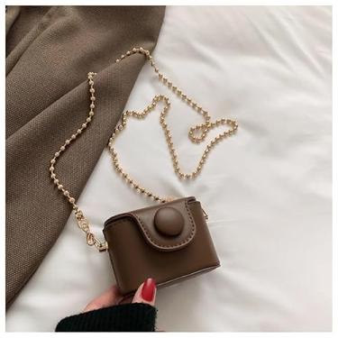 Imagem de Mini bolsa de corrente, bolsa transversal moderna com alça ajustável, bolsa pequena para batom, Café, Medium, Mochila casual