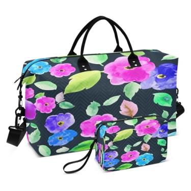 Imagem de CEBUGI Bolsa feminina acolchoada com flores em aquarela, grande, bolsa de viagem de fim de semana, bolsas hospitalares para trabalho de parto e parto