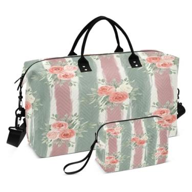Imagem de CEBUGI Bolsa feminina acolchoada com flores de rosa, bolsa de viagem de fim de semana, bolsas hospitalares para trabalho de parto e parto