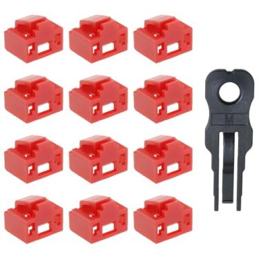 Imagem de Heyous 12 peças de bloqueio de porta de rede RJ45 com chave antipoeira capa adequada para interruptores de roteador de laptop