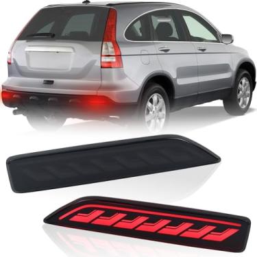 Imagem de Refletores de para-choques traseiros de LED, luzes traseiras de freio de neblina compatíveis com Honda CRV CR-V 2007-2009, acabamento de refletor de estoque de reposição OEM 33505SWA A01 33555SWA A01