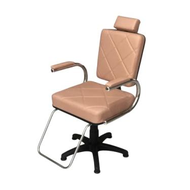 Imagem de Cadeira para Salão de Beleza e Barbearia Modelo Matelassê com Pistão a Gás e Base Estrela – Suporta até 130kg (ROSE GOLD)