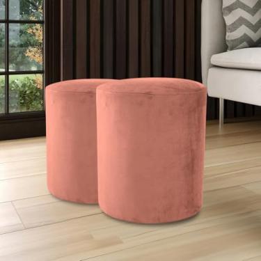 Imagem de Kit 2 Puff Narciso com Pés Plásticos – Conforto e Estilo para sua Casa (2 NARCISO ROSE)