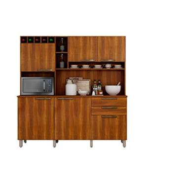 Imagem de ARMÁRIO DE COZINHA 6 PORTAS E 2 GAVETAS TOPÁZIO NOGAL SALLETO