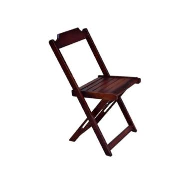 Imagem de Cadeira Dobrável de Madeira Maciça para Balcão e Bar - Design Resistente e Compacto, Ideal para Área Gourmet(Imbuia)