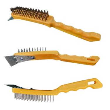 Imagem de Escova de AçO，Limpa Grelha，Conjunto de TrêS PeçAs，Adequado para Remover Ferrugem e Limpar Grelhas de Churrasqueira ou UtensíLios de Cozinha