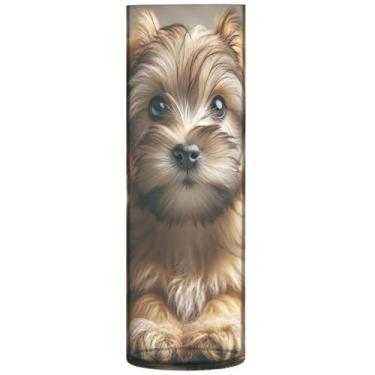Imagem de Yorkshire Terrier Vaso de flores grande para cachorro fofo, buquê de flores, decoração estética floral exclusiva, 30 cm x 9,9 cm