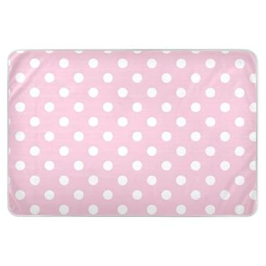 Imagem de Almofadas brancas à prova d'água de bolinhas rosa para cama, almofadas de incontinência de adultos para cama, almofadas de cama para idosos