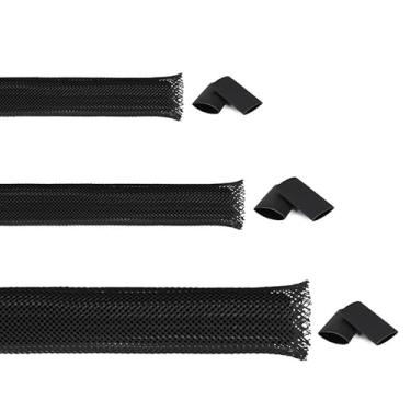 Imagem de Kit de mangas de tear de fio trançado de 23 m, manga de gerenciamento de cabos, tubo protetor de fios, organizador de cabos usado em casa ou escritório, para proteger cabos automotivos, militares