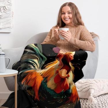 Imagem de Manta Engraçada de Arremesso,Cobertor Macio de Galinha para Inverno - Manta Macia de Galo para Sofá | para Sofá Quarto Sala de Estar Casa de Campo Escritório Homens Mulheres