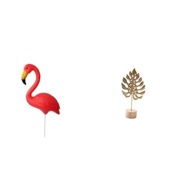 Imagem de Whtkoph Estátua de Pássaro em Forma de Folha, Figura Decorativa, Ornamento de Jardim, Flamingo, Escultura para Estaca de Jardim, Primavera, Artesanato de Nata