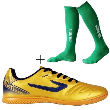 Imagem de Kit Chuteira Futsal Topper Cup VII + Meião De Futebol Dalponte Profissional-Masculino