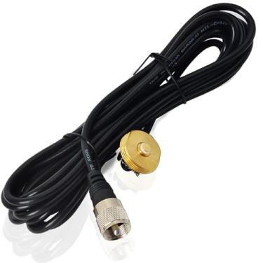 Imagem de HYS TCJ-N1 3/20.3 cm a 3/10.2 cm Montagem com furo com cabo coaxial RG-58 de cerca de 4 m NMO para PL259 para todas as antenas de rádio NMO VHF/UHF/CB