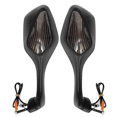 Imagem de Espelhos laterais retrovisores de motocicleta com luz de seta de LED espelhos retrovisores ABS (cor: lente transparente) (lente moke)
