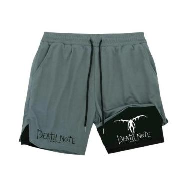 Imagem de Shorts Esportivos Masculinos Anime Death Note Dupla Camada 2 Em 1 Para