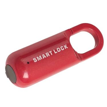 Imagem de Luqeeg Cadeado Recarregável Antifurto Com Impressão Digital Sem Chave, Cadeado Recarregável para Bagagem, Trava Elétrica para Malas (Vermelho)