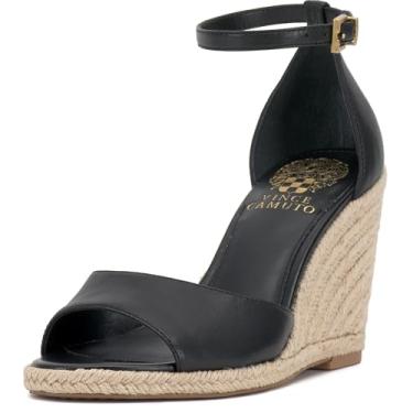 Imagem de Vince Camuto Felyn Espadrille Wedge feminino, Couro preto, 34