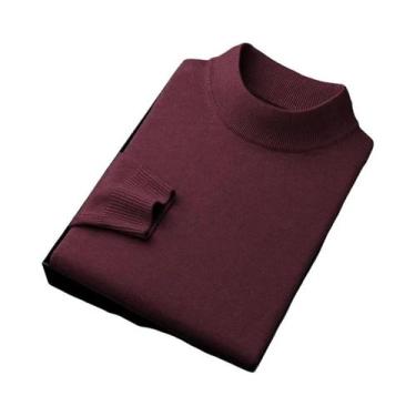 Imagem de Suéter Masculino De Outono Inverno Quente Com Gola Alta Tricotado De M