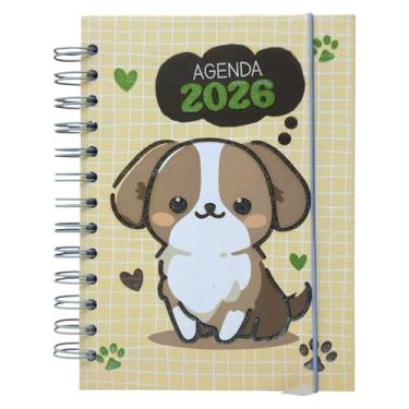 Imagem de Agenda Diária Planner 2026 Planner Fofinha Pets Cachorrinho Gatinho Marcador de página e horas 19x14 168 folhas (Cachorrinho)