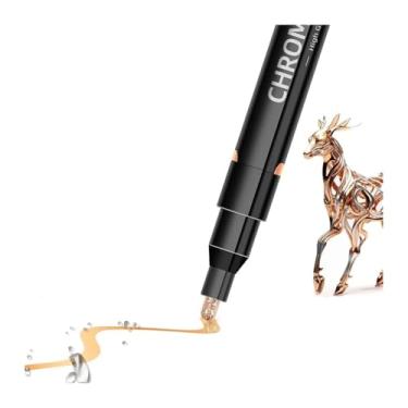 Imagem de AXPTI 1/3/5 canetas marcadoras espelhadas cromadas 2 mm DIY canetas de tinta refletiva permanente ouro prata cobre marcador modelo pintura marcação (cobre - 1 peça)