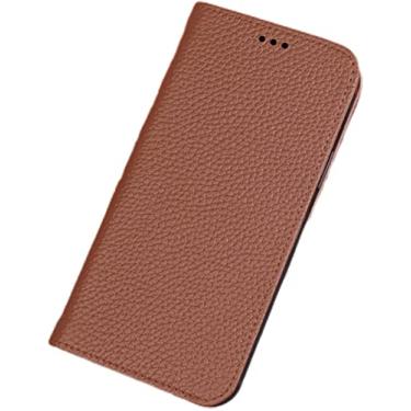 Imagem de XNWKF Capa para iPhone 14 Plus, capa flip de couro genuíno de luxo com forro de microfibra macia [revestimento interno de TPU] capa de telefone fólio 6,7 polegadas 5G 2022 (cor: médio)