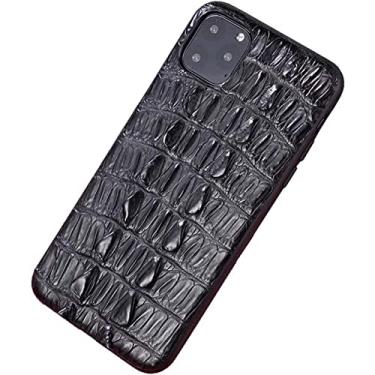 Imagem de ZEDEVB Capa de telefone traseira totalmente embrulhada, capa à prova de choque de couro de crocodilo luxuoso para Apple iPhone 14 Plus (2022) 6,7 polegadas [Proteção de tela e câmera] (Cor: Barbatana Caudal)