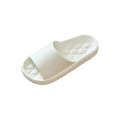 Imagem de Chinelos de casa unissex com sola grossa e macia, chinelos de banheiro leves para ambientes internos e externos, Branco, 40