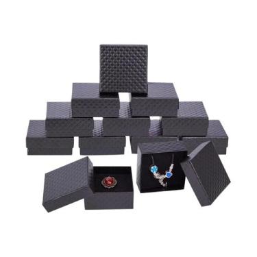 Imagem de Conjunto De 12 Caixas De Joias Pretas 75x75x35cm Em Papelão Para Embal