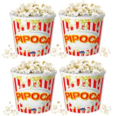 Imagem de Kit 4 Potes de Pipoca Família Grande 2.1 Litros Plasútil