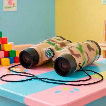 Imagem de Brinquedo Binóculo Bússola Cordão Infantil Camuflado Militar