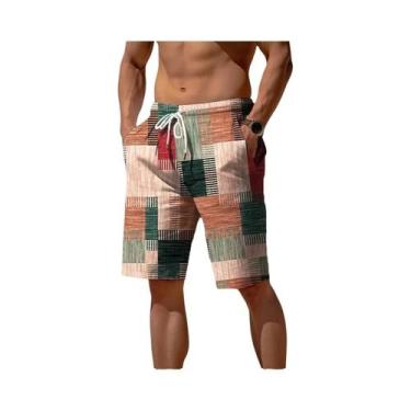 Imagem de Bermuda De Praia Masculina Com Estampa De Plumas Em Gradiente Colorido