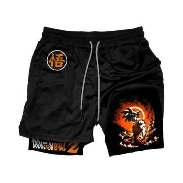 Imagem de Shorts De Treino Goku Battle Pose Dragon Ball Z Com Cintura Ajustável 